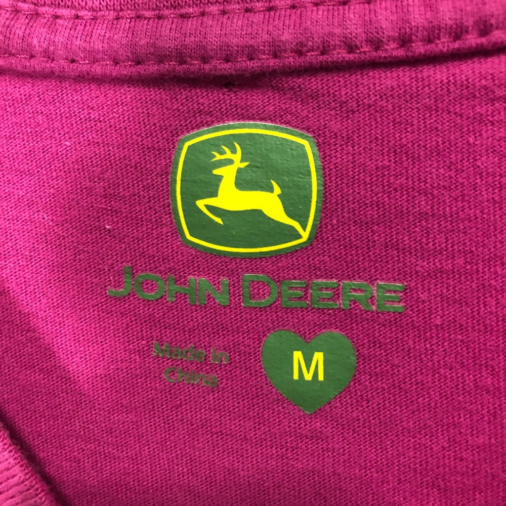 John Deere Women's T Shirt Pink Glitter Logo Short Sleeve Size M - Picture 4 of 9